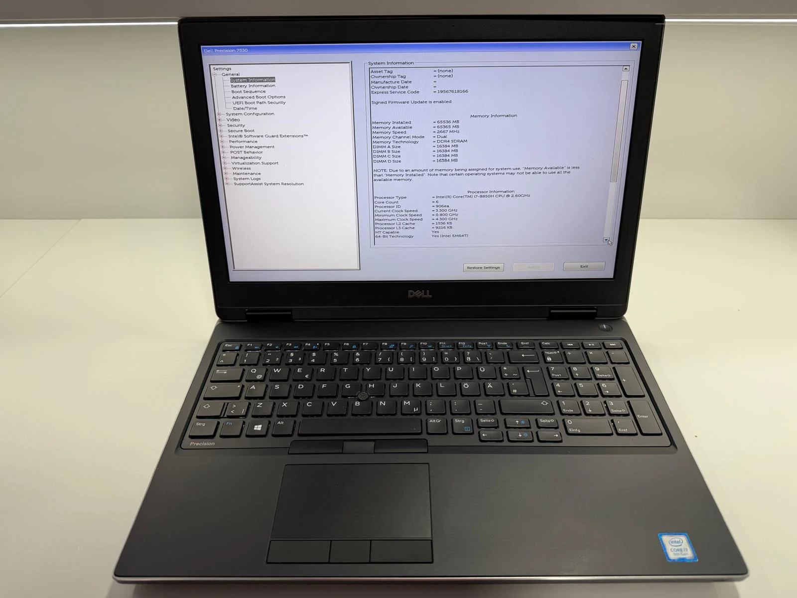 Laptop SH Dell Precision i7-8850H 64GB RAM SSD 512GB NVME Nvidia Quadro P2000 Workstation