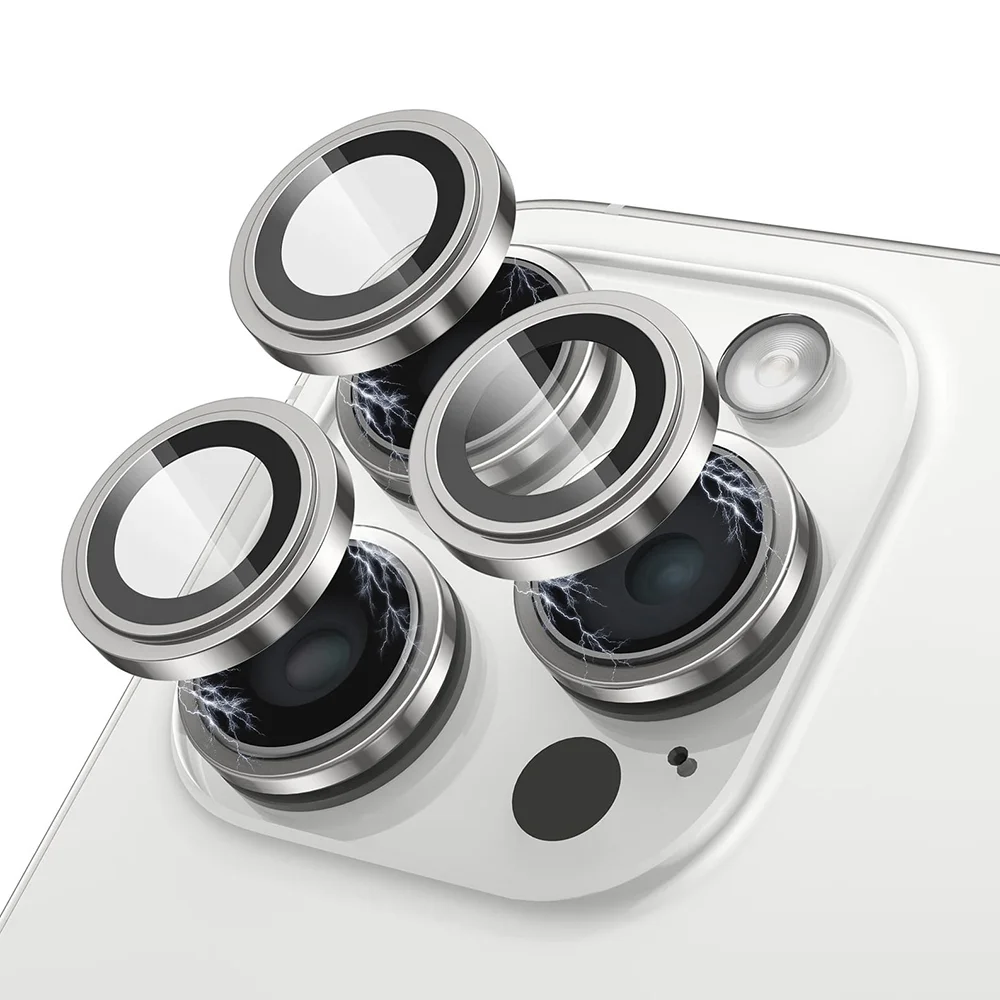 Sticla protectie camera iPhone 15 Pro / iPhone 15 Pro Max - White Titanium