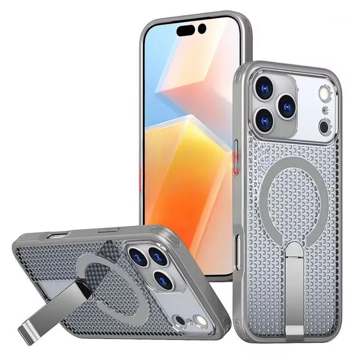 Toc TPU+PC 3D Grid Apple iPhone 17 Pro Max Titanium Grey - imagine 4