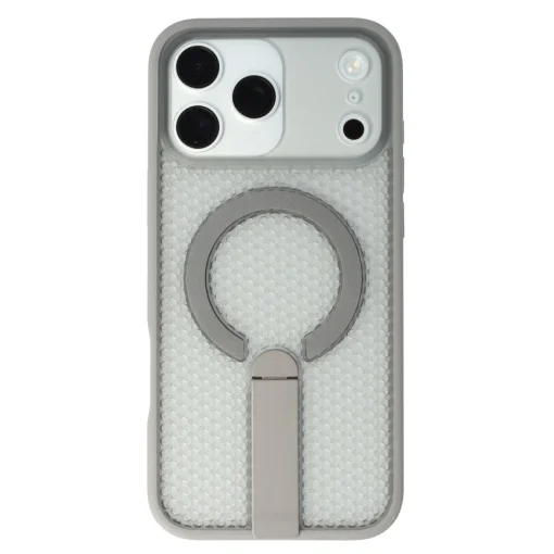 Toc TPU+PC 3D Grid Apple iPhone 17 Pro Max Titanium Grey - imagine 3